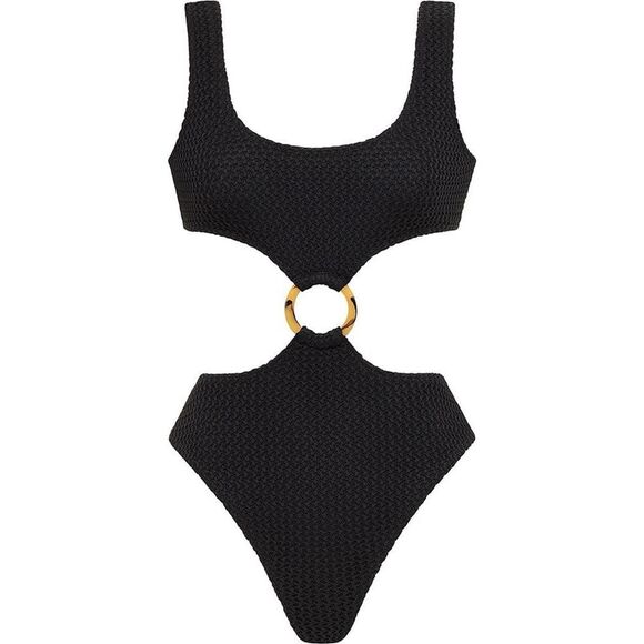 Montce Women's Black Monokini Cutouts Crochet KY One Piece Swimsuit Size XL NWOT - Picture 4 of 9